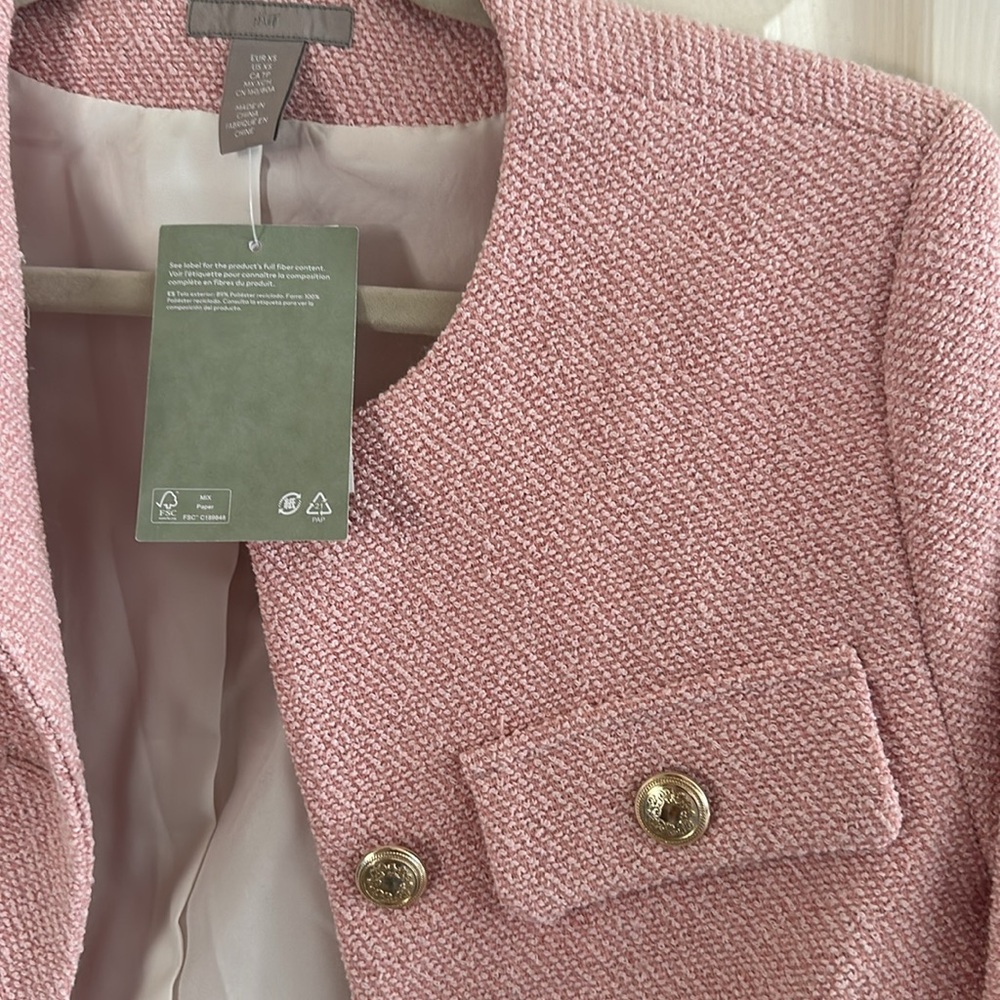 COQUETTE AESTHETIC SOLD OUT H&M LADY JACKET TEXTURED TWEED STYLE XS NWT 🌸🎀🩰✨ - Picture 6 of 9